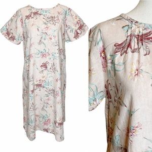 Vintage Shabby Chic Floral Cottagecore Cotton Cap Sleeve Dress Size Medium